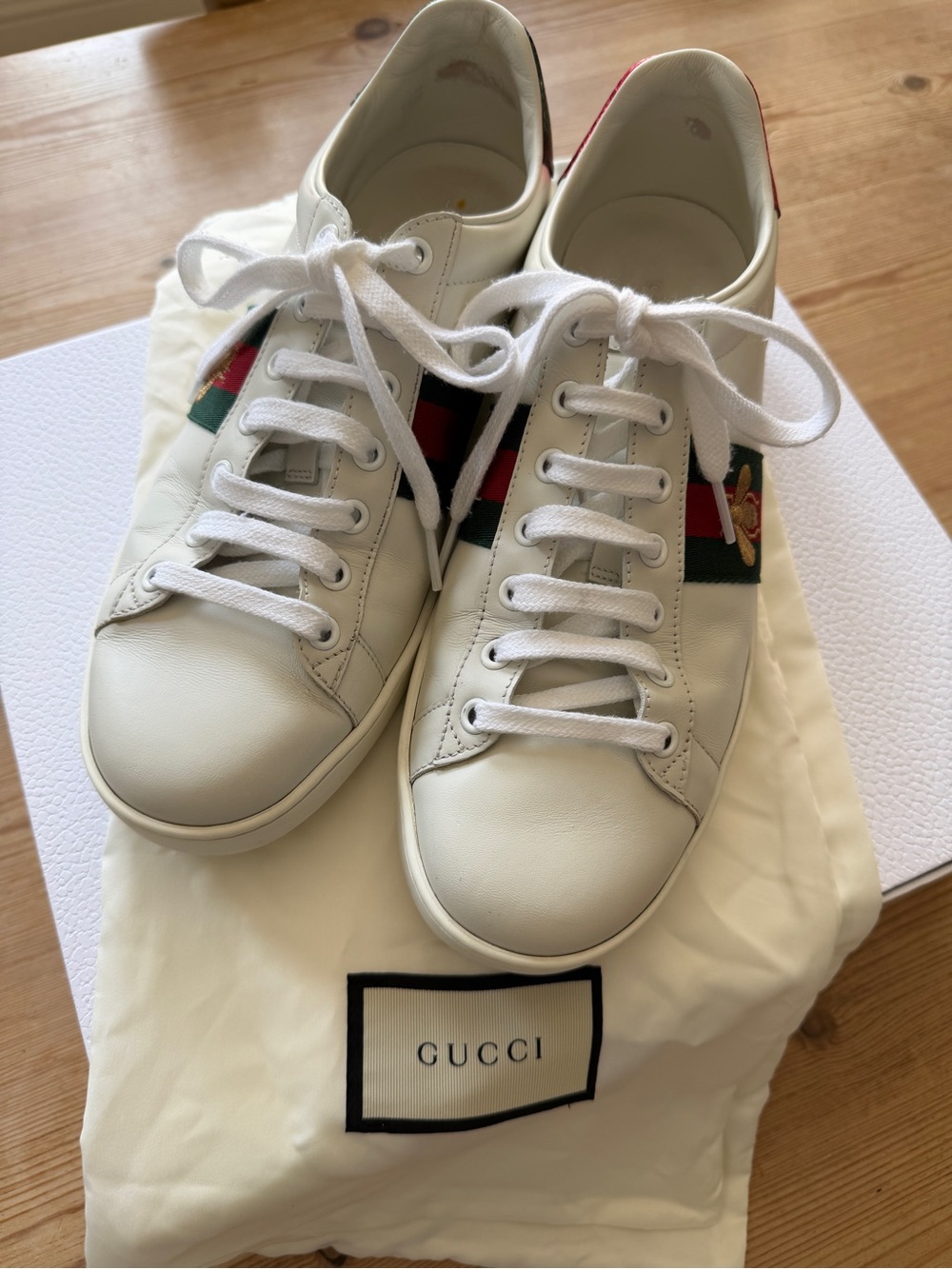 Gucci Ace Leather Sneakers with bee